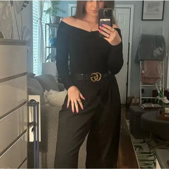 Prabal Gurung Black Off the Shoulder Top LARGE Sweetheart Bodycon Designer $260 - Picture 4 of 12